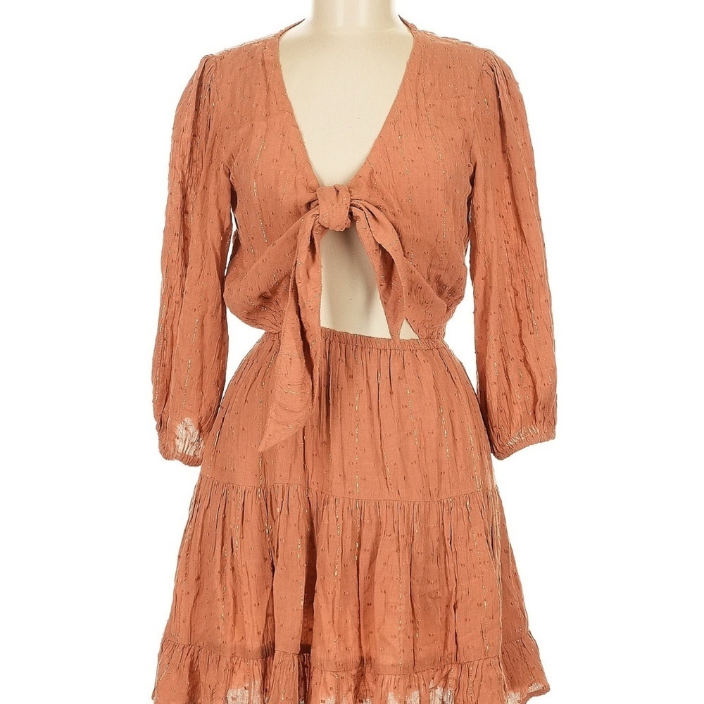 L*Space Terracotta Tie-Front Mini Dress